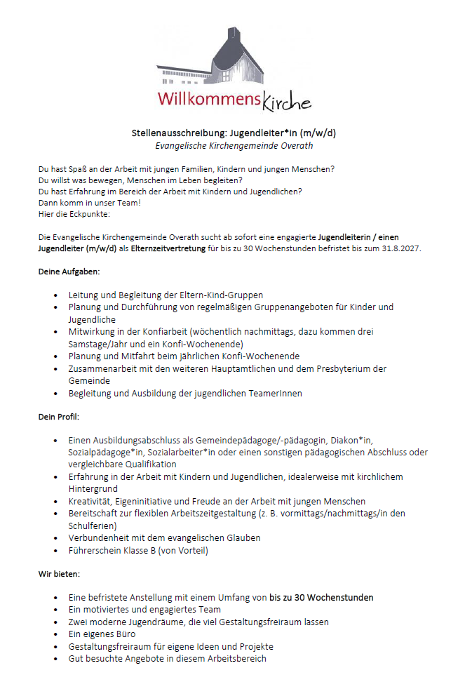 Jugendleiter*in gesucht!