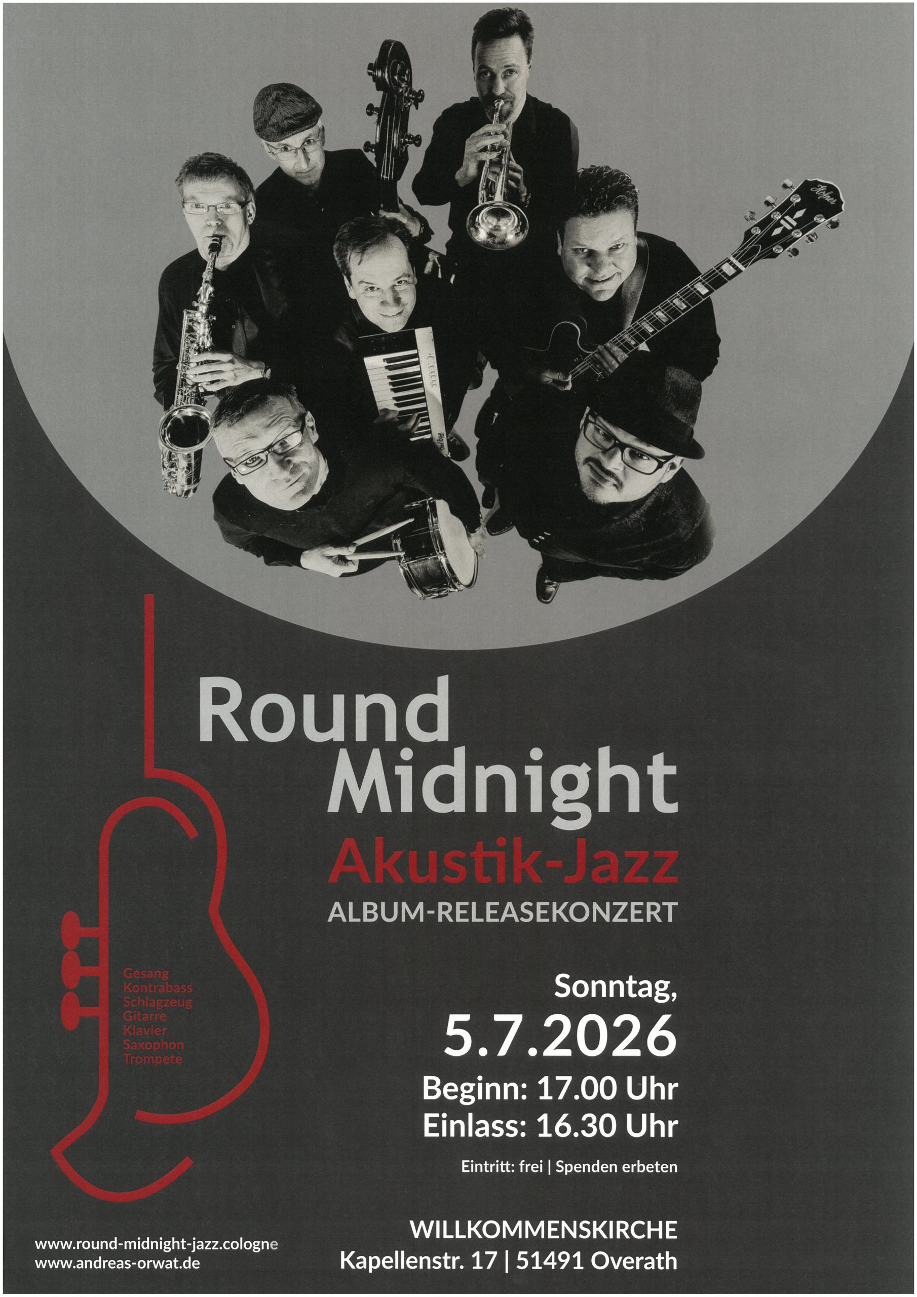 Herzliche Einladung zum Konzert in der Willkommenskirche am 5. Juli um 17 Uhr